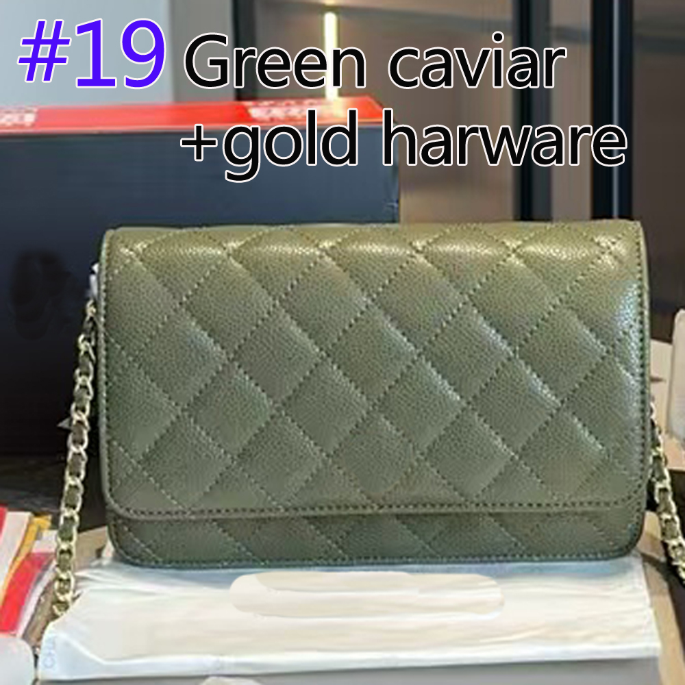CC 2026 New Lambskin & Caviar Grained Bag, Top Quality Shiny Calfskin Wallet On Chain, Women Designer Crossbody Shoulder Purse Fashion Daily Handbag