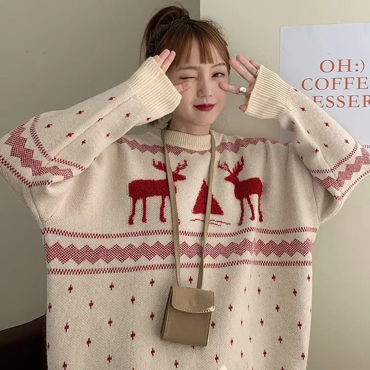 Pullage pour femmes lâche en automne et hiver épais chariot de Noël chéleur Pull femme 241021