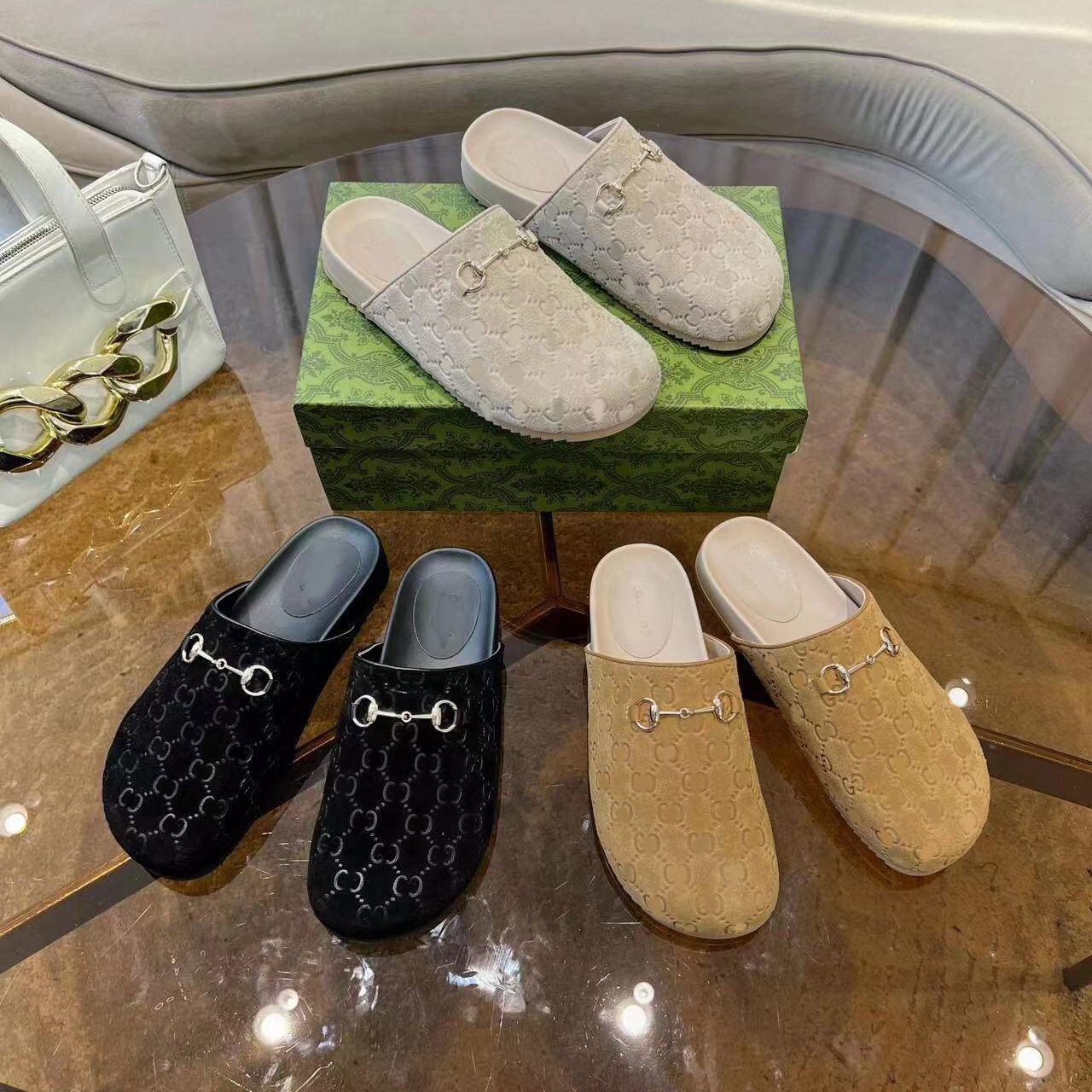 Titre de cheval Boucle à moitié pantoufles de luxe Designer Slipper Letter