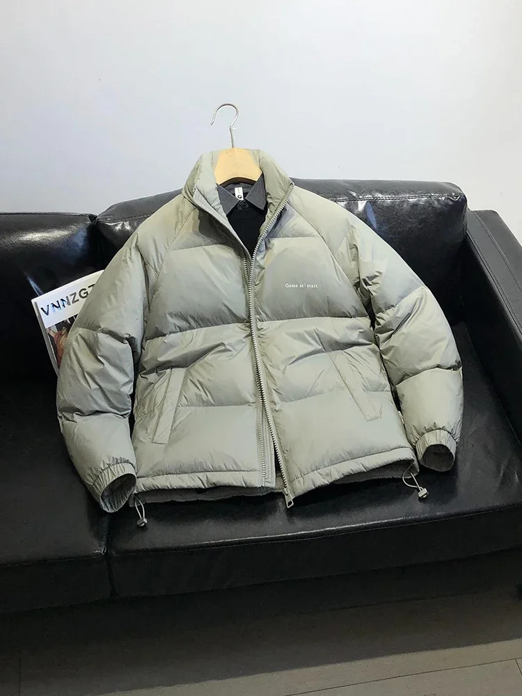 Winter Mens Fashion White Duck Down Jacket Mens Stand Collar Thick Coat Mens Loose Warm Down Jacket F556 241022