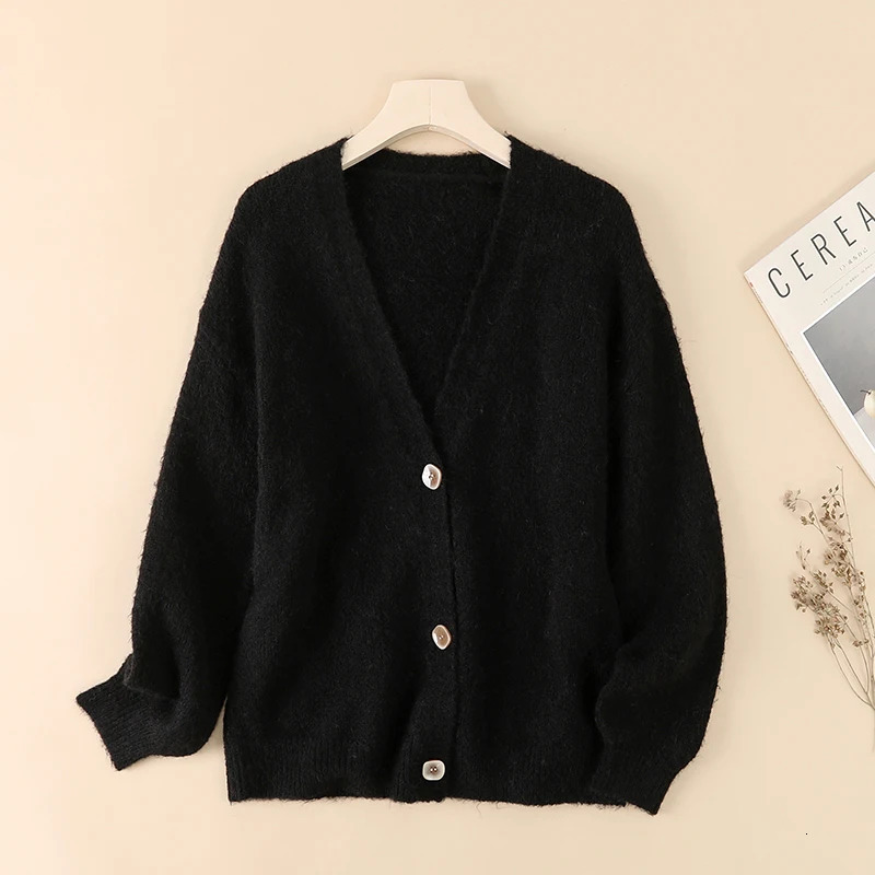 Black Cashmere mixte laine douce d'hiver doux tricot en V Vandi en V Cardigan Poulain de laine de mode coréenne Fashion Casual Womens Wodigan Pul