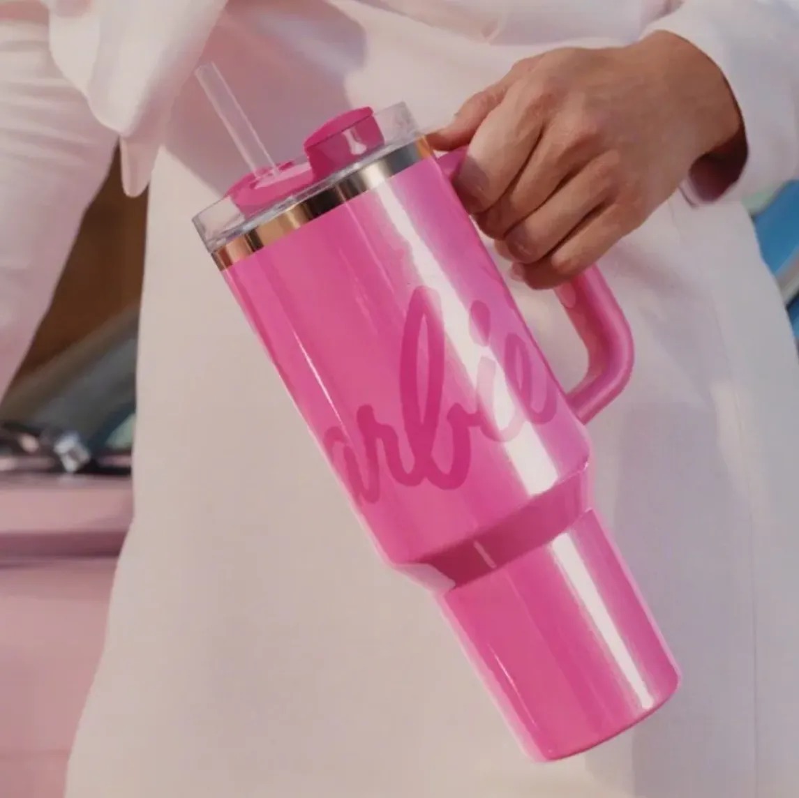 Wicked Camelia Rose Dégradé H2.0 Gobelets en acier inoxydable de 40 oz avec poignée en silicone Couvercle en paille Tasses de voiture de voyage C