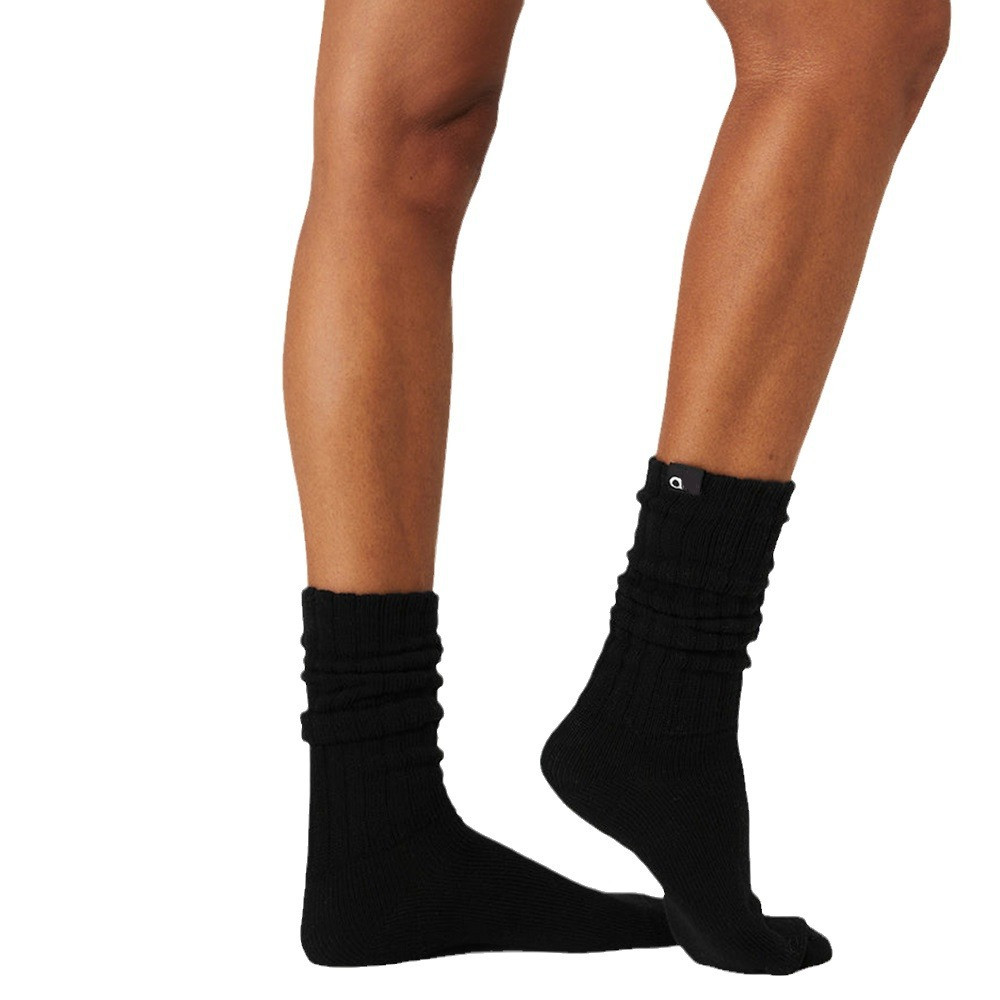 Femmes Scrunch chaussettes de chaussettes décontractées Coton Coton Pilates Fitness Unisexe Black and White Long Choques R250516