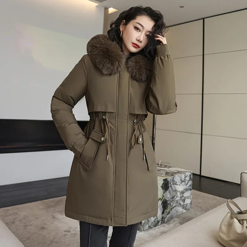 Parkas Womens Hoodie Zipper Thick Coat Complete Set Ultra Thin Fit Solid Jacket Parka Midi Waist Casual Splicing Jacket Solid Pocket 241022
