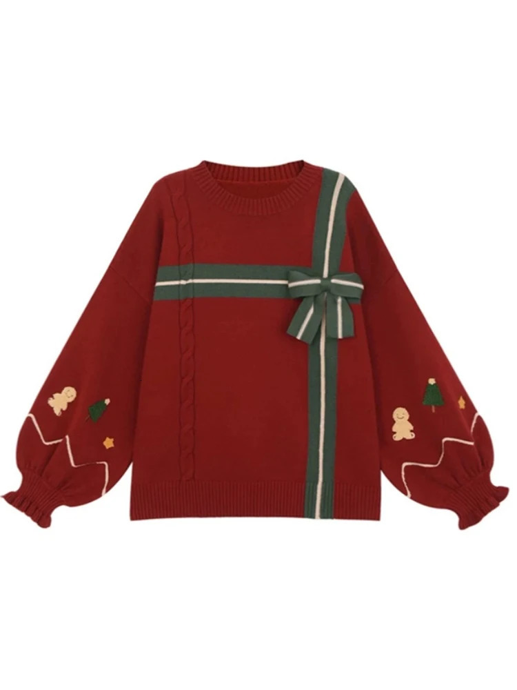 Automne et hiver pour femmes pull rétro de Noël long manche flash tire en tricot en tricot des années 2000