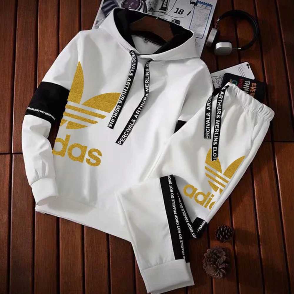 Men's Tracksuits Mens luxury printed sportswear casual solid color sports shirt+sports pants 2-piece set designer outdoor running H241112