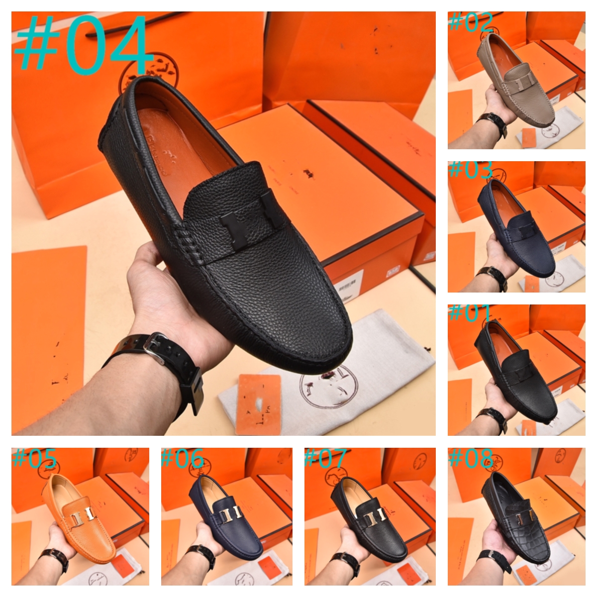 2024 Party Robe Mariage Slip on Logs Chaussures pour l'homme Dandelion Poundre des chaussures de baskets rouges