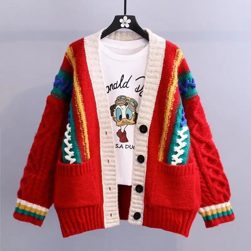 Knitted Ugly Christmas Sweater Knit Sweaters For Men Cardigan Couple Vintage Mens Clothing Cardigans Coat Jacket 241022