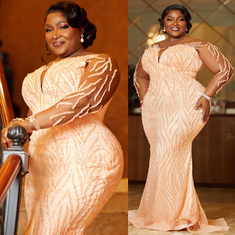 2024 Plus taille aso ebi sirène robe de bal robes de soirée pour les occasions spéciales couches