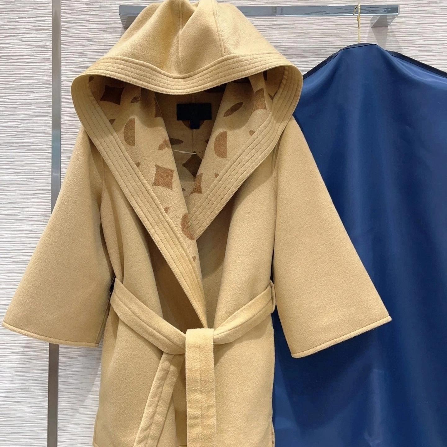 womens wool Multcolor with hat Coats Woolen lady Long Bat sleeved woolen coat cape cloak