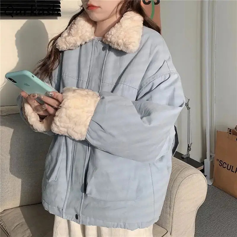 Short Style Parkas Women Warm Thick Cute Harajuku Coats Korean Fashion Girls Academy Fashion Gentle Winter 241022