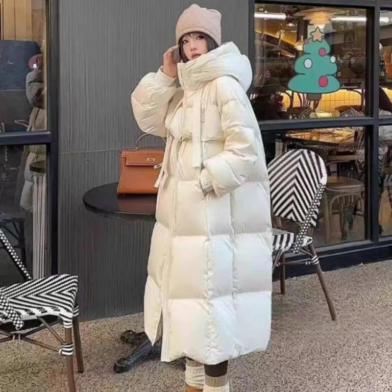 Womens Down Jacket Hooded Waterproof Parka Thicken Warm Long White Duck Parkas Light Highend Fashion Winter 2024 241017