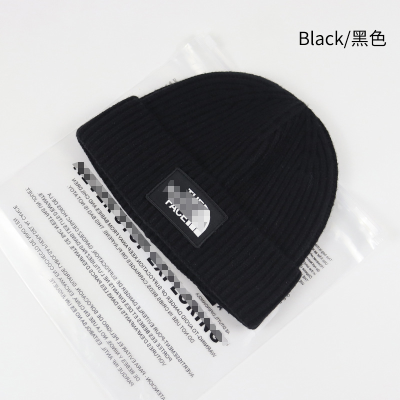 Designer Knitted Cap - The brand's unhooded casual hat, warm and cozy, a luxurious wool cap, black windproof hat, winter skiing hat.