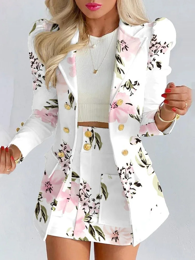 Spring and Autumn Casual Fashion Jacket Set for Womens Double layered Long sleeved Top Tight Clothes 2-piece Office Womens Dress Set 241021