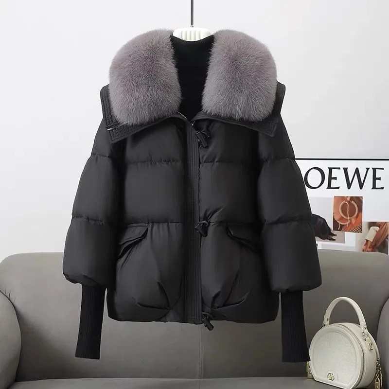 Winter Womens Warm Coat Thick Fur Leather Collar Jacket Short Sleeve Cotton Loose Coat Solid Casual Womens Parkas Coat 241022