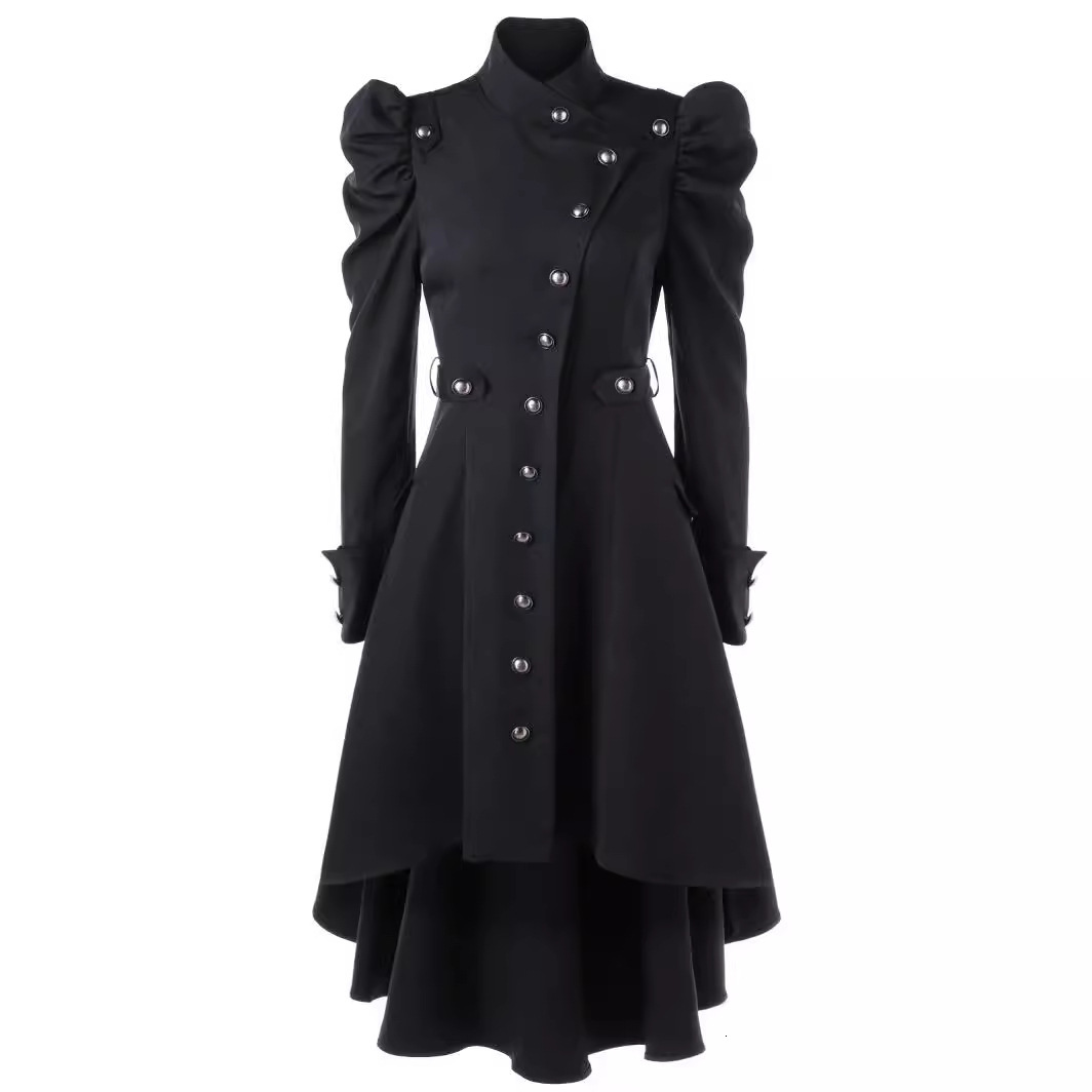 european and american popular trench coat with stand up collar and slim fit british style mid length women's jacket
