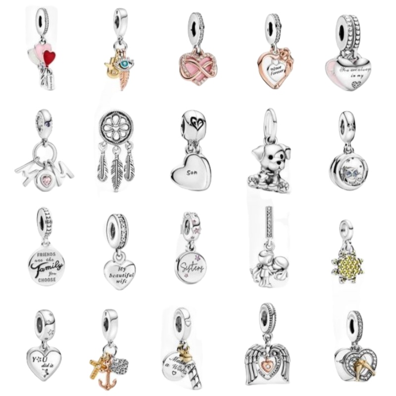 Womens 925 Sterling Silver Charms Fit Bracelet Angel Hearts Style Lady designer jewelry DIY Beads With Box-image-726634826