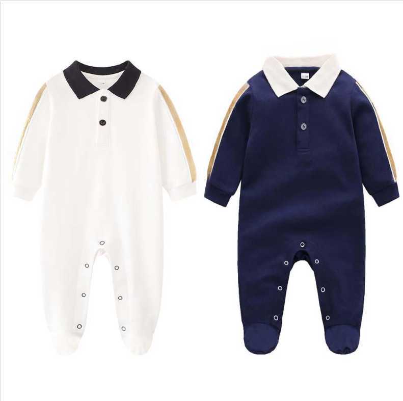 Designer Clothes Baby Onesie Spring And Autumn Wear Pure Cotton Fashion Print Handsome Newborn Baby Boys And Girls Long-sleeved Crawling Suit Y24