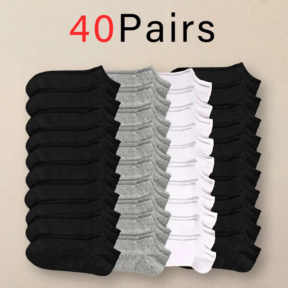 1040 paires pour hommes chaussettes de bateau Business Sport Sweat Absorption mature d'automne d'été Couleur solide non-piluls polyvalent la chev