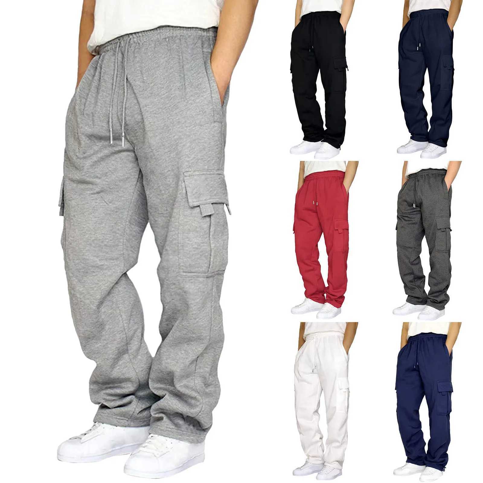 Pantalons de sport pour hommes pantalon de cargaison élastique pantalon pour hommes confortable coureur de sport de sport solide solide et taille