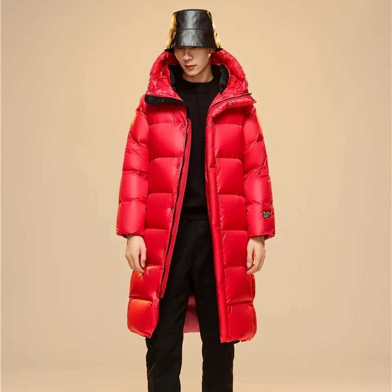 Parkas pour hommes en hiver rouge 90% blanc down hiver épais) Vestes de mens X-longs chauds 2023 Nouveaux arrivages hommes coagés coréens à la ba