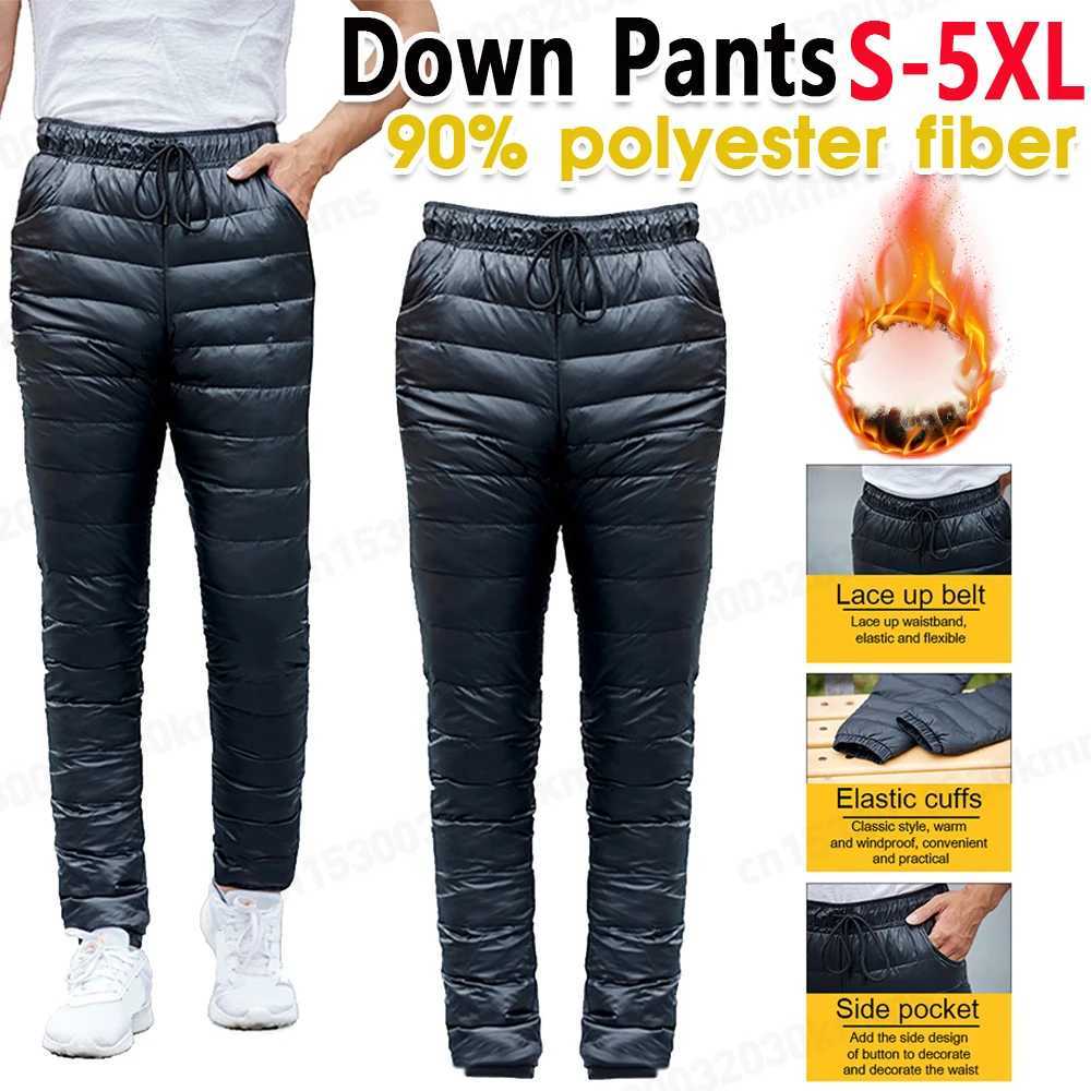 Mens automne d'hiver blanc tablier pantalon chaud tablier élastique drstring poche pantalon de jogging épais w241023