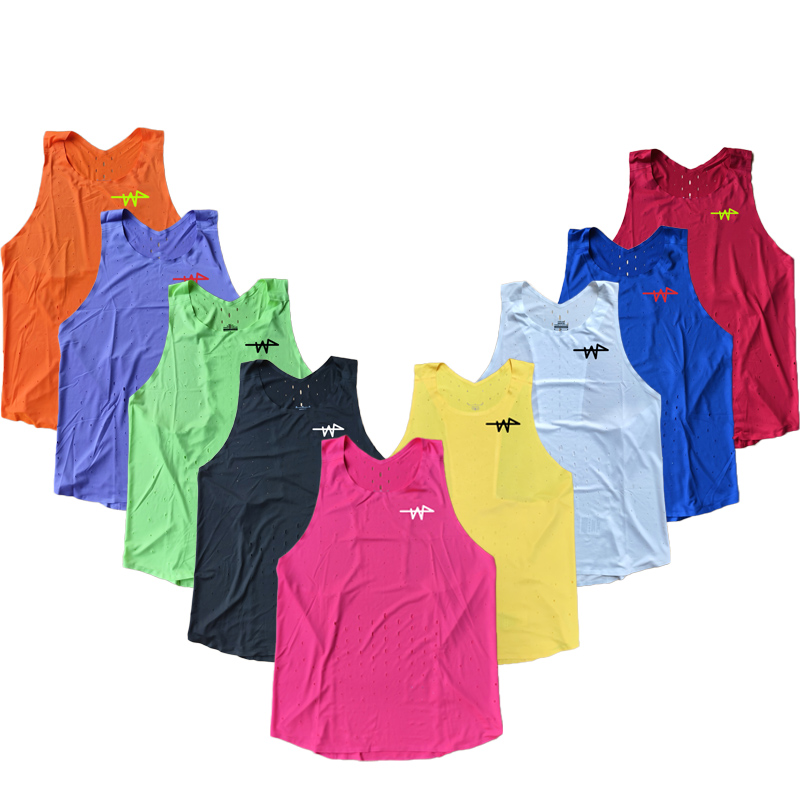 2024 Solid color Man Marathon Custom Singlet Running Suit Track Field Match Eilte Seamless Tank Top Custom logo