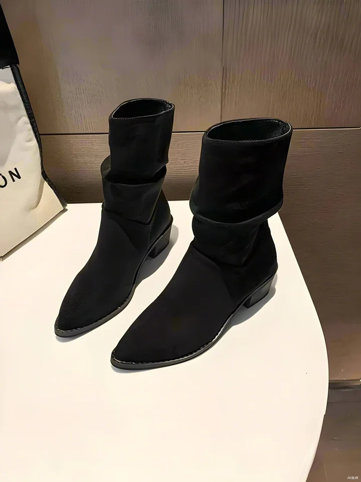 womens boots toe pointed boots winter thick high heels waterproof boots elegant pointed shoes platform boots 250225