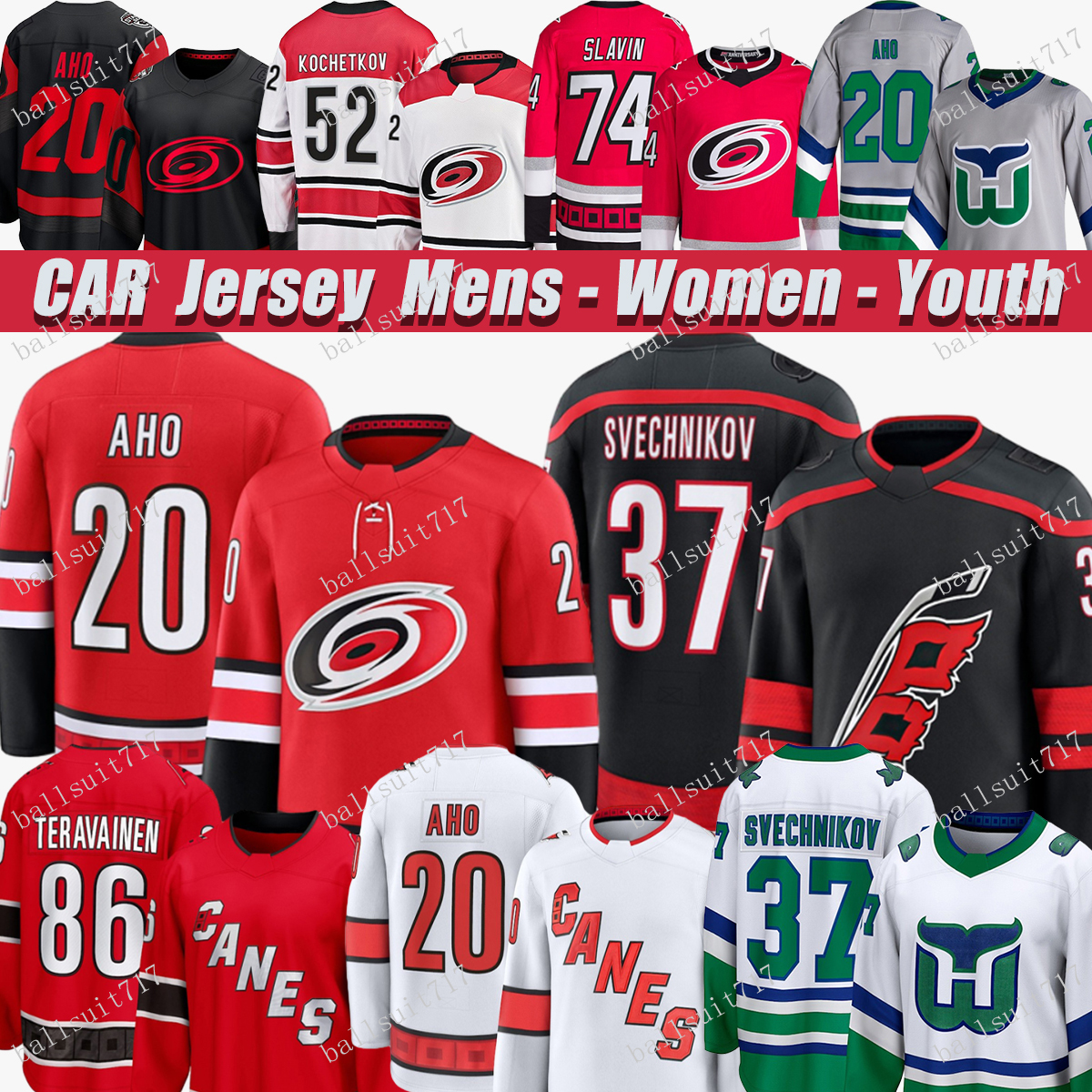 20 Sebastian Aho 37 Andrei Svechnikov carolina hockey jersey hurricane jersey Brent Burns Teuvo Teravainen Andersen Seth Jarvis Kuznetsov Jaccob-image-892473957