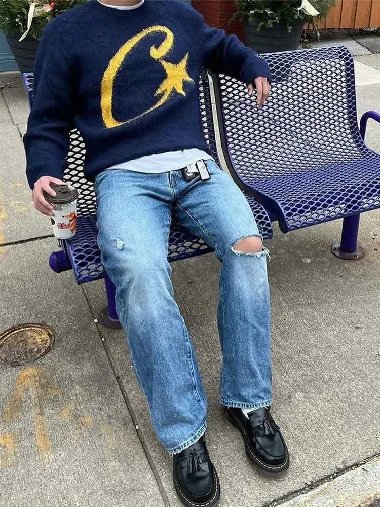 Sweats à capuche masculine Sweatshirts pour hommes en peluche mohair épaissis les pulls en tricot chaud pull net newrand marque lâche 2024 automn