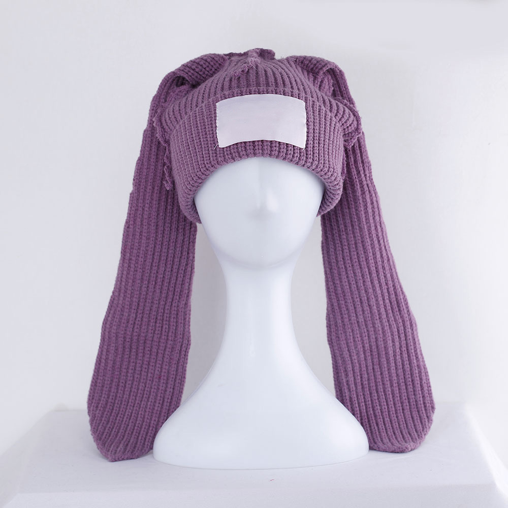 Bérets Skullies d'hiver pour femmes, 20 couleurs, chapeau à longues oreilles, Crochet tricoté, Costume, bonnet, cadeau de noël, casquette Hip hop