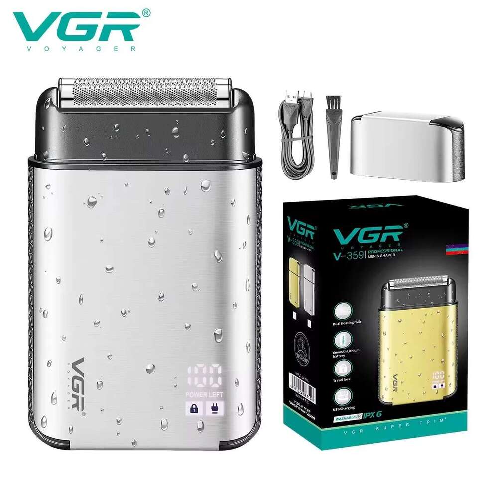 VGR Professional Electric Waterproof hine Portable Beard Digital Display Trimmer for Men V-359-image-1028287886