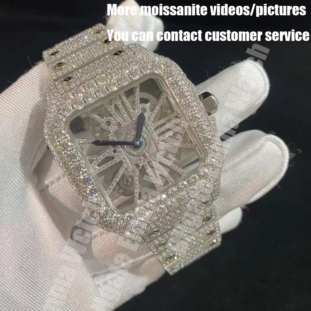 Les montres VVS Moissanite personnalisées de créateurs de luxe pleines de diamants serties à la main peuvent être détectées à travers le verre sa