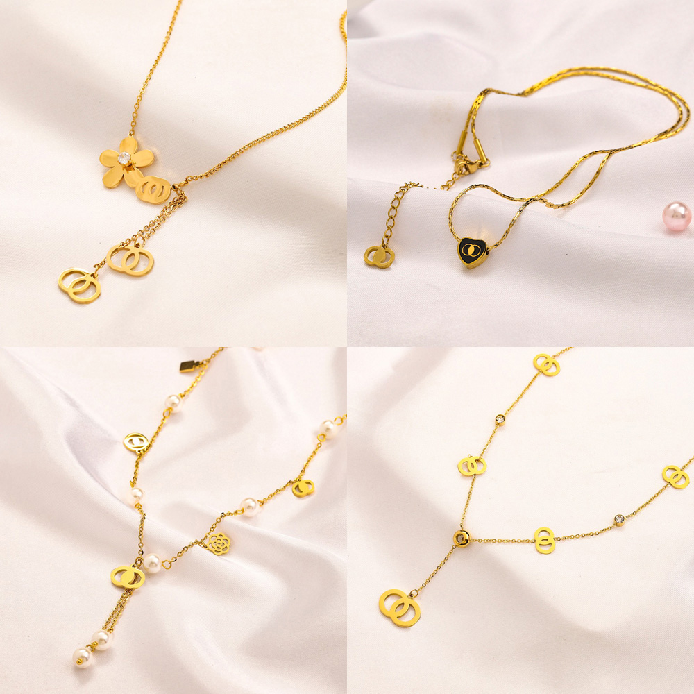 Inclay Crystal Letter Pendants Colliers Chauce Chinestone Perle Collier Chains de mariage BIJEVES ACI