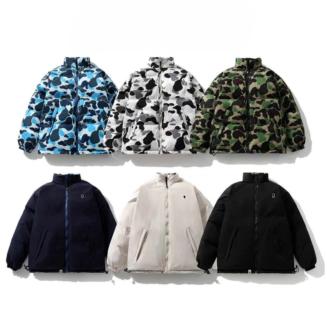 Veste de veste pour hommes Down Down Vestes Brand Camouflage japonais broderie double face femme extérieur parkas Veste de veste à vent chaud