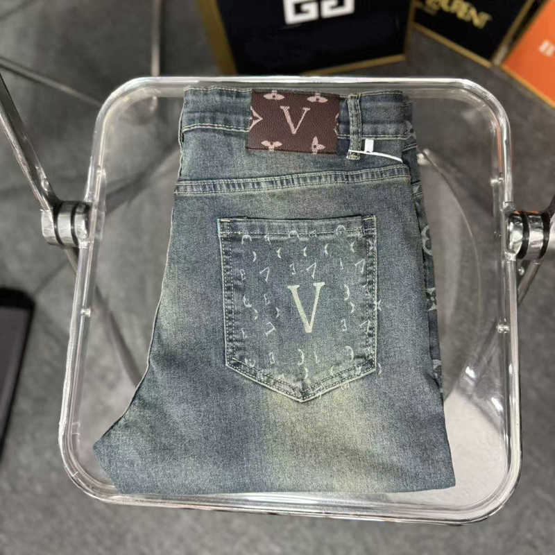 Designer de jeans de luxe pour hommes nouveaux jeans gris de marque de mode haut de gamme pour hommes décontractés élastique élastique slim-ate