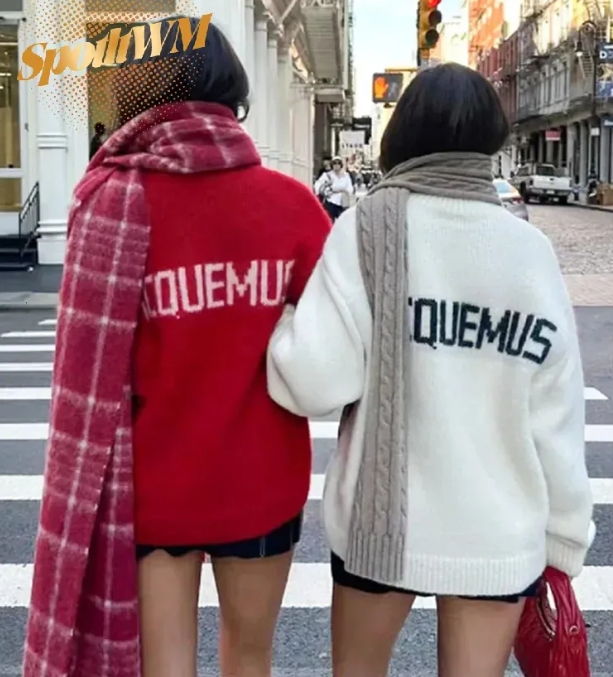 Womens endorsement printing solid knitted pull out Women's 2024 spring long sleeved O neck 2 way wearing sweater for women loose fashionable