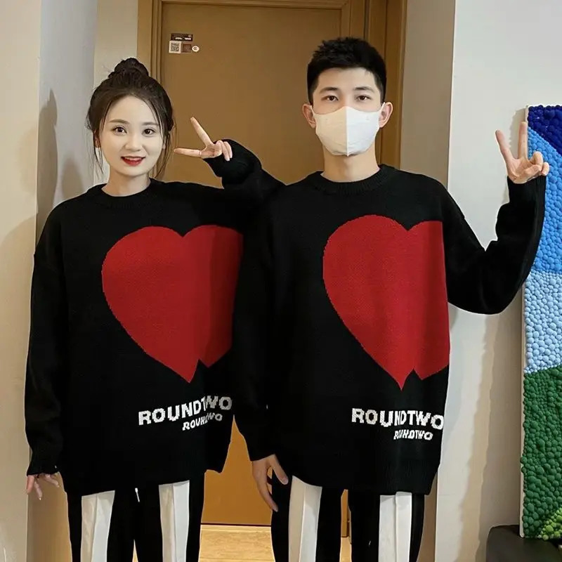 Pull tricoté pour hommes en forme de coeur à fermeture éclair à capuche à capuchon