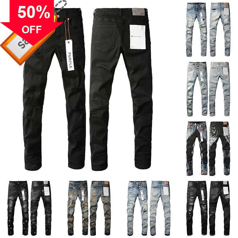Designer For Pants Purple Jeans Men Distressed Ripped Bikers Womens Denim Black Grey Straight Sweatpants Designers Joggers Pant Mens 29 40 9