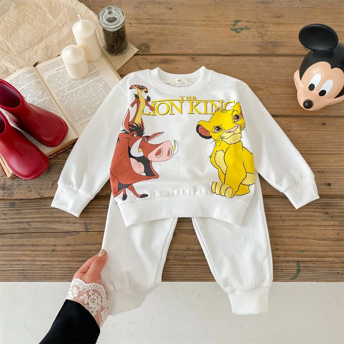 Sweat-shirt imprimé lion costume de bébé vêtements de mode lâche dessin animé Tracksuit Spring enfants à manches longues Pantalons 2pcset 241025