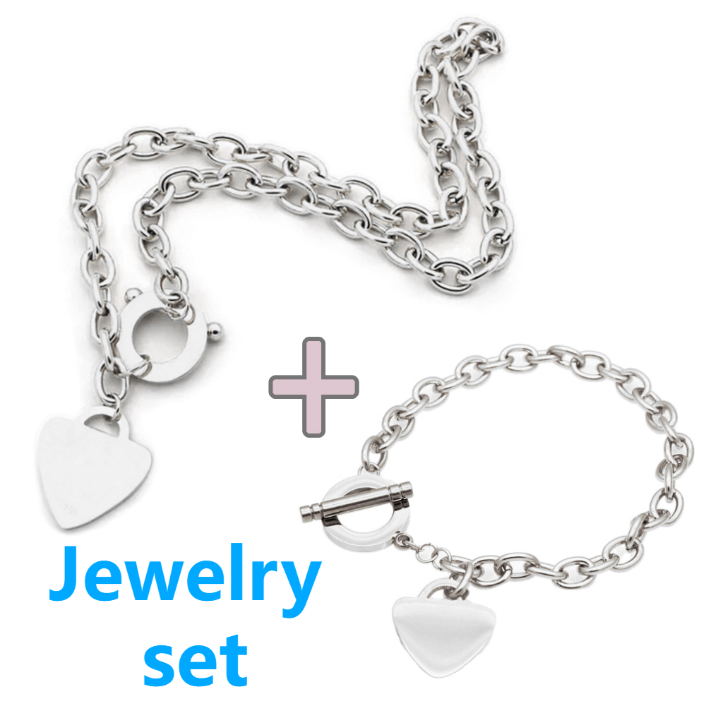 heart designer bracelet jewelry set heart pendant necklace gold chocker luxury bracelet charm sterling silver jewelry 925 heart necklace diamond-image-1028408923