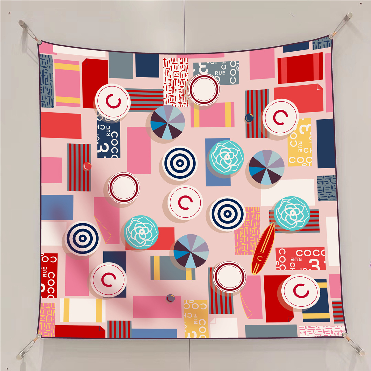 Women Square Silk Twill Scarf 90CM Hair Head Scarves Shawls Bag Bandanas Tops Summer Spring Accessories Female Foulard Femme 90cm*90cm
