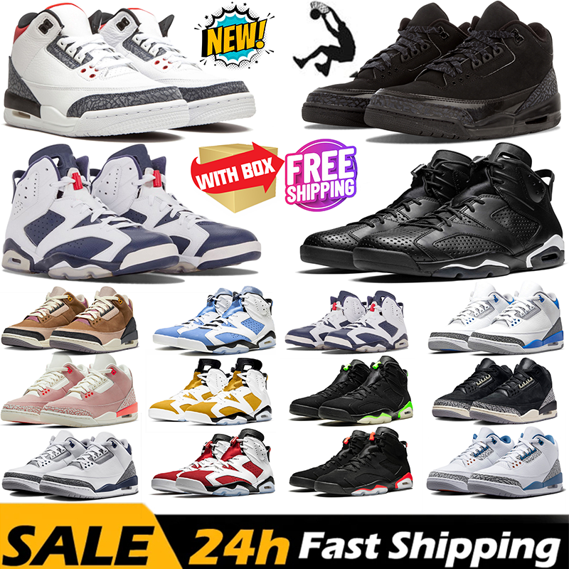 free Shipping 6 6s basketball shoes 3 3s men University Blue Red Oreo Midnight Navy Georgetown Black Cat Iron outdoor casual sports trainers sneaker