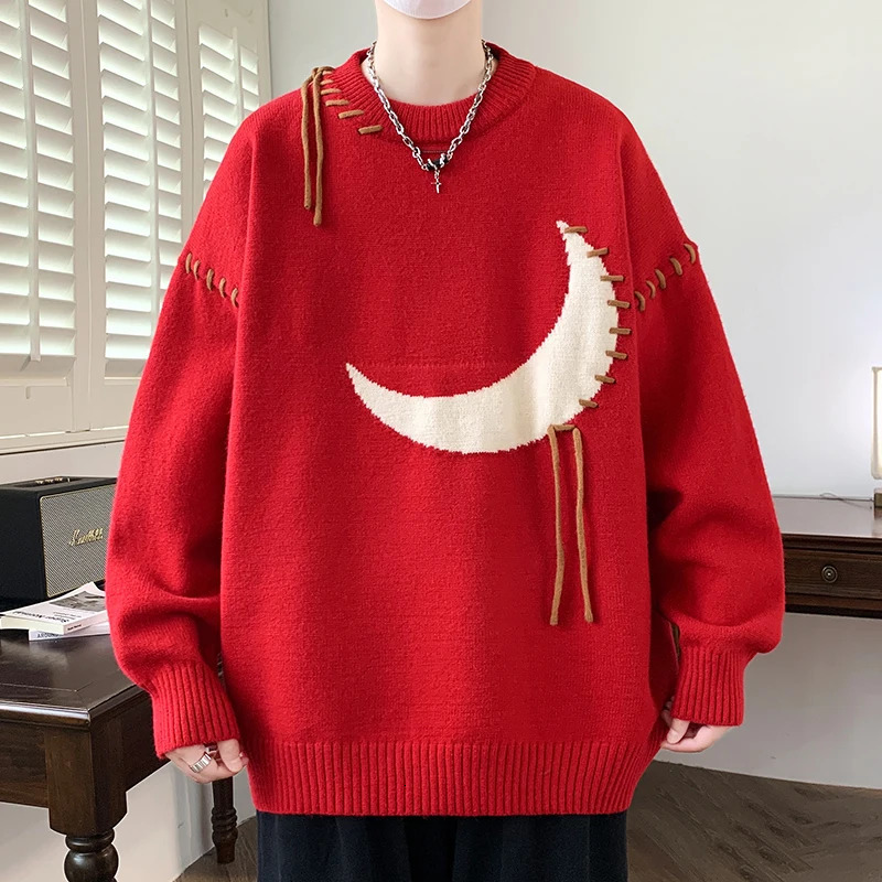 Automne/hiver pull en cachemire hommes épais chaud hommes pull avec lune coréen Harajuku pull de noël 241024
