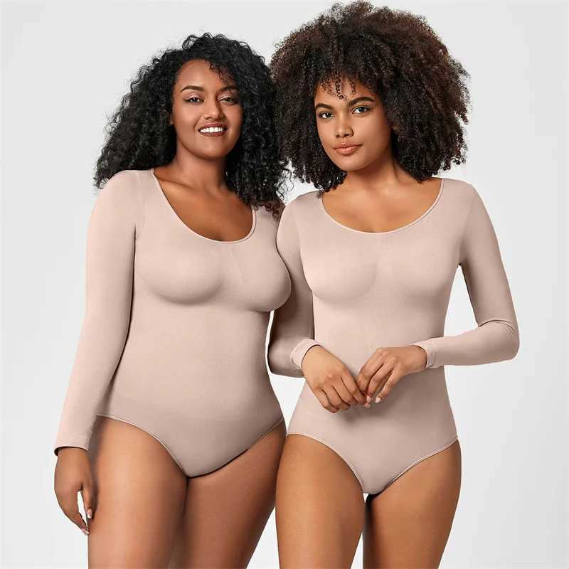 Manches longues sans couture corset one pièce body combinaison complète couverture complète des femmes