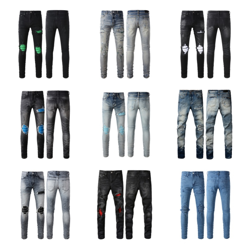 Luxurys Designers Jeans Distressed France Fashion Pierre Straight Men's Biker Hole Stretch Denim Casual Jean Men Skinny Pants Elasticity pan-image-891360831