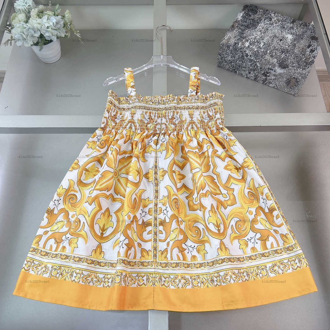 New Girls dress high-quality kids dress Symmetric gold print baby skirt Baby Clothes round neck dress Colorful skirt-image-1028766899