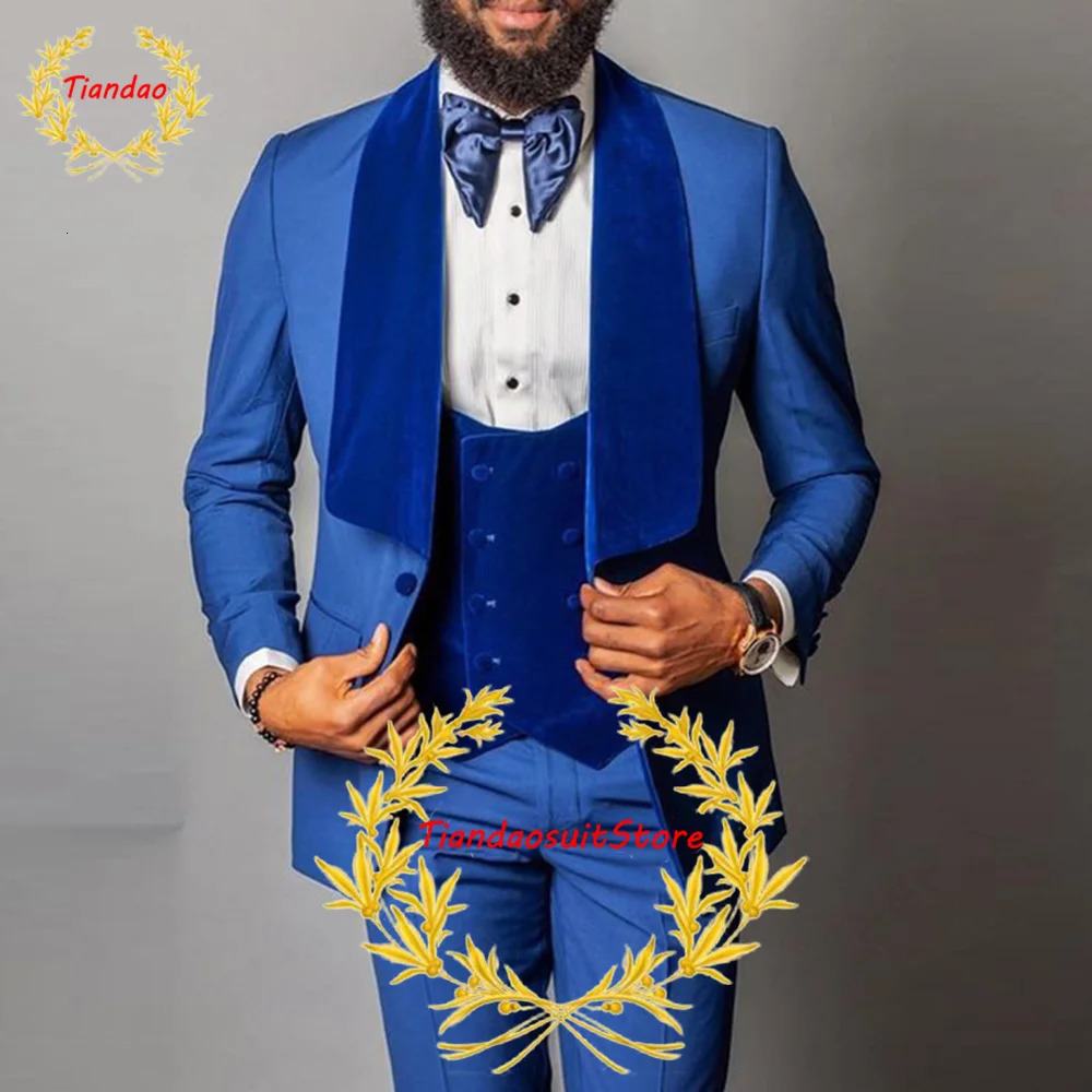 Ensemble de robes de mariée en 3 pièces adapté au pantalon de veste en velours de marié