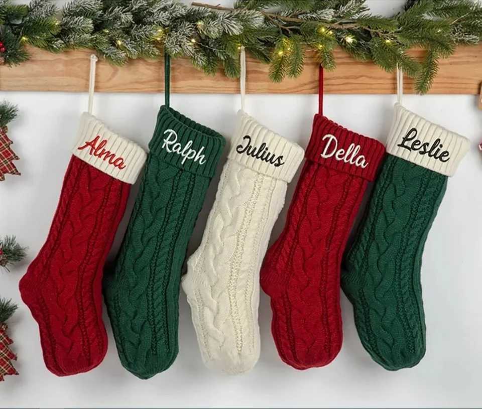 Personali Christmas Stockings Cust Embroidered Christmas Stocking Monogram Stocking Christmas Gifts Knit Christmas Stocking H251107-image-1083630287