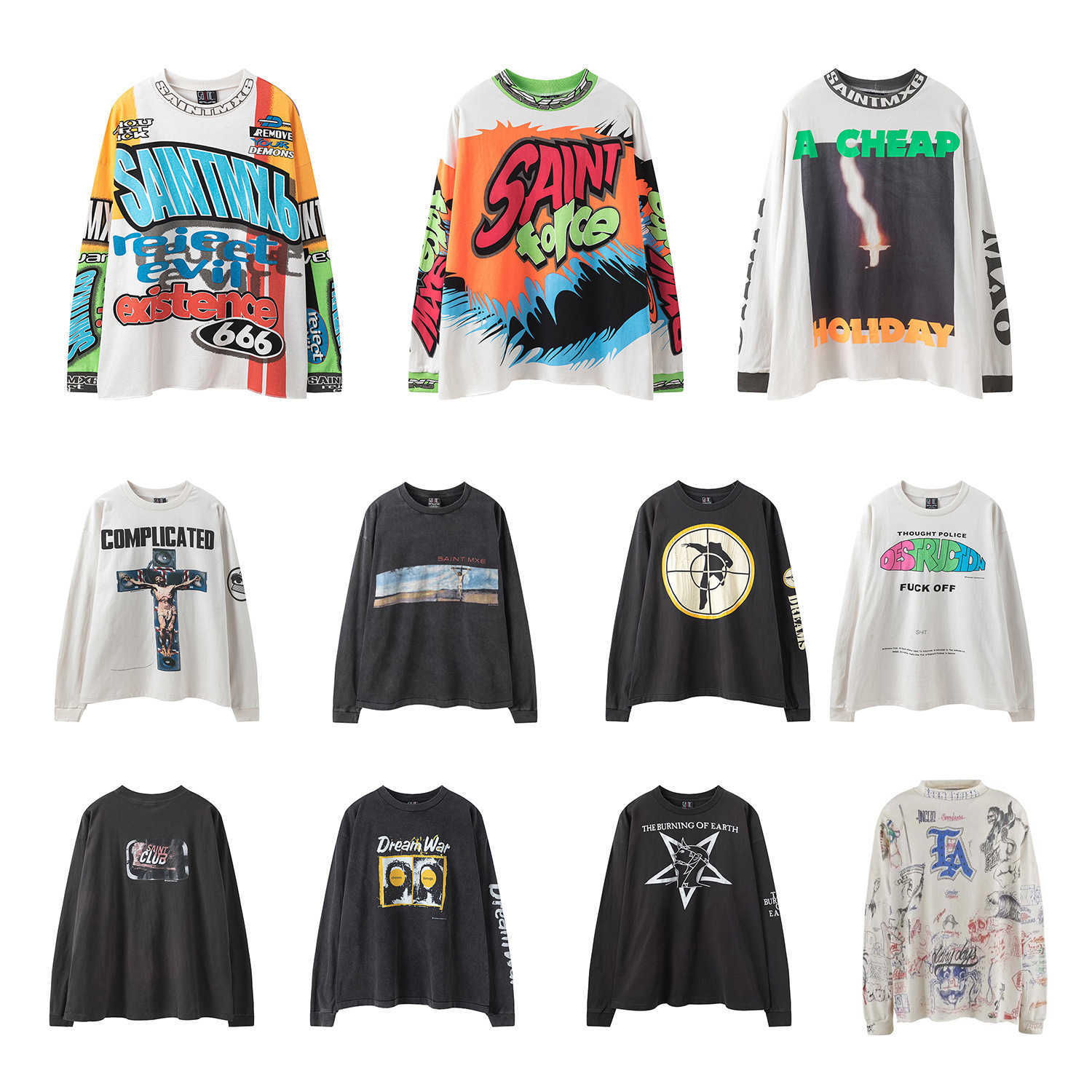 Men's Hoodies Sweatshirts SAINT TShirt Racing Vintage Long-sleeved T-shirt For Men And Women T241029-image-988281527